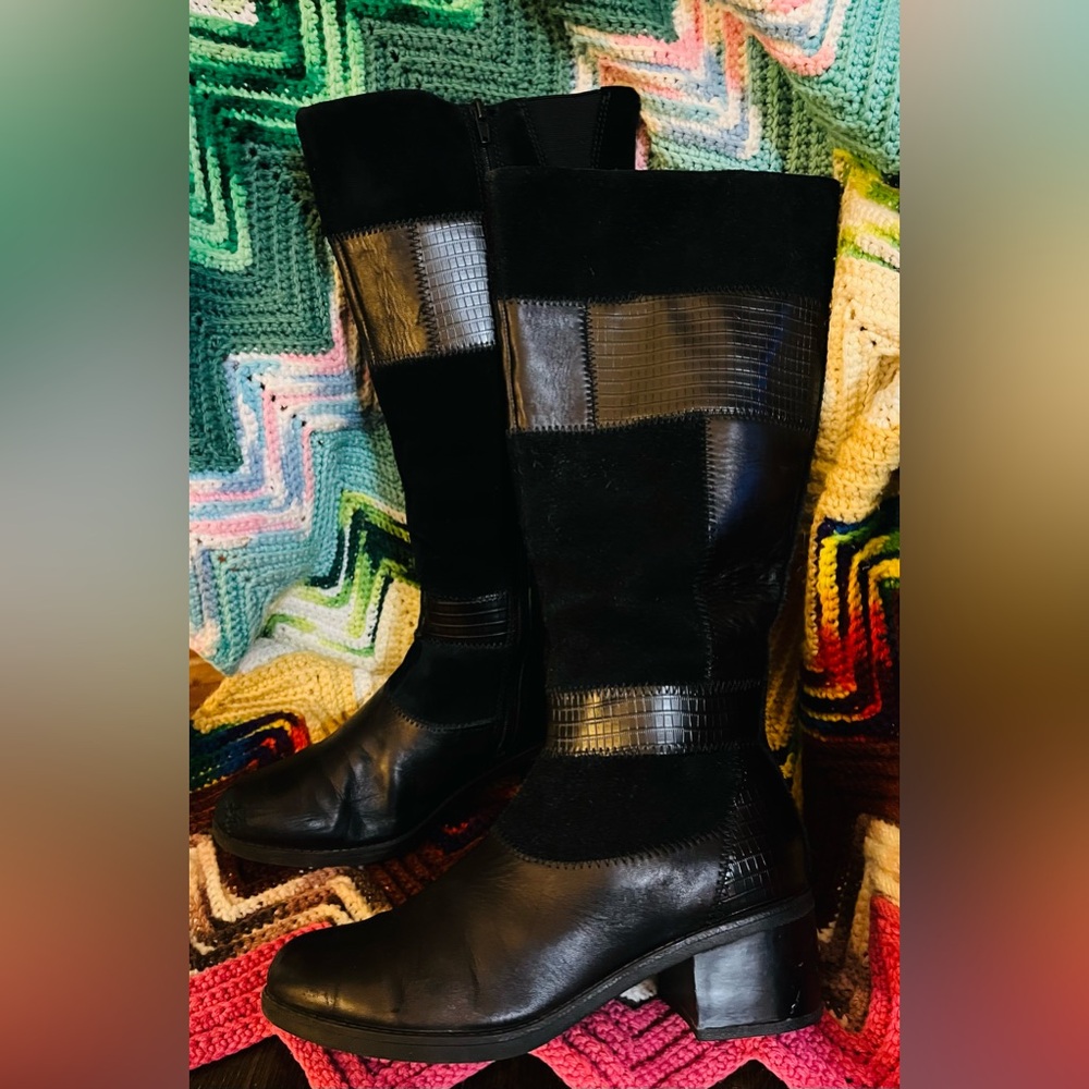 Leather/Suede Patchwork Boots - image 1